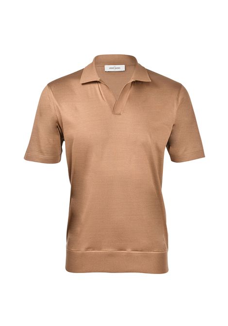 Polo Gran sasso Skipper uomo 6018974020 Marrone filo di scozia maniche corte maglia Gran sasso | Polo | 6018974020176
